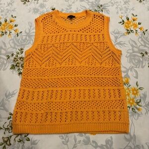 Talbots Size MP Orange Knit Sleeveless Top
